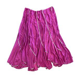 Vintage Pink Handkerchief Hem Silver Sequin Midi Festival Skirt Sz L